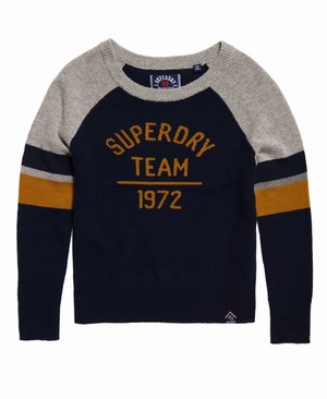 Superdry Varsity Logo Knit Női Kötöttáru Sötétkék | JRVPZ1362